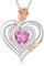 LAVUMO Halskette Damen Silber 925 Doppel Herz Rose Blume Kette Damen Geburtsstein Halsketten Muttertag Geburtstag Valentinstag Weihnachten Schmuck Geschenke Frauen Mama (10-Silber-Oktober)
