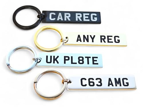 Fiona's Favourites Personalised UK Registration Number Plate Keyring, Laser Engraved Customisable Car Keys, Drive Safe Keychain, Number Plate Keychain, Gift For Dad, Gift for Mum