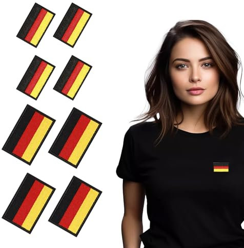 8Pcs Deutschland Patches Klett,8x5cm Deutschland Flagge Klett Patch,Deutschland Flaggen Patch Gestickt Abzeichen mit Klett,Klettverschluss Patches für Kleidung Weste Rucksack Uniform Militär Taktisch
