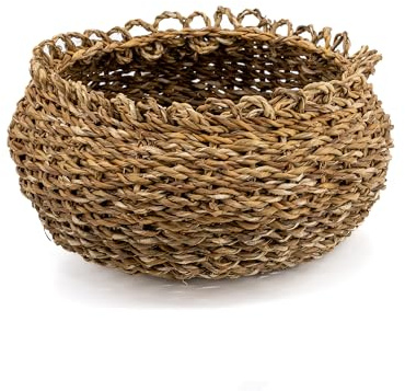 DARO DEKO Seegras Korb bauchig braun Ø 30 x 15cm geflochten Aufbewahrungskorb Regalkorb sortieren Obst Gemüse