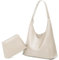 HAIWILL Handtasche Damen Tote Bag Groß Shopper Tasche Damen Reißverschluss Umhängetasche Leder Hobo Bag Schultertasche 2-teiliges Set für Arbeit, Schule, Einkauf (Beige)