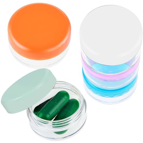 ElevateTech Small Pill Box, 5 Pcs Cute Travel Pill Organizer Mini Tiny Pills Case for Pocket Purse Portable Briefcase Medicines Storage Pills Container Earplug Case