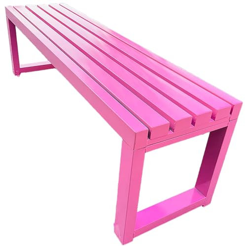 QiaoRong Gartenbank, Kleine Gartenbank Metall, Bank Garten Wetterfest für Park, Eingang, Gewerbe, Platz, Straße, Arbeit(Pink,100x40x45cm/39x16x18in)
