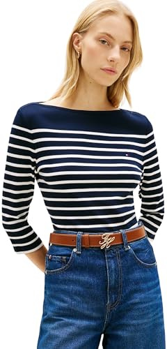Tommy Hilfiger Damen Slim Cody Boat-Nk 3/4Slv Ww0Ww40589, Blau, S