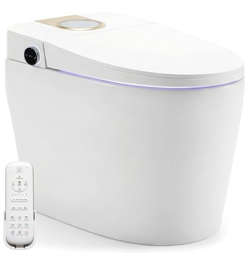 Inodoro Inteligente Estilo Japonés | 680x390x490 mm | WC con Bidet Integrado, Asiento Calefactable, Agua Caliente y Secado, Sensor, Control Remoto y Tapa Automática (Blanco | 2C)