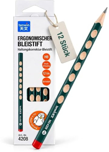 Bamyli 12 Stück Ergonomischer Dreikant-Bleistift für Rechtshänder - Bleistifte HB, Bleistift Linkshänder, Rutschfester Griff für korrekte Schreibhaltung, Ideal für Schule, Büro