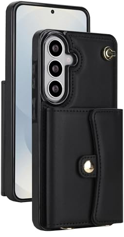 Wigento Crossbody Hülle für Samsung Galaxy S26 5G, Kunstleder, RFID Schutz, Kartenfach, Umhängeband, stoßfest, präzise Aussparungen Handyhülle (Schwarz)