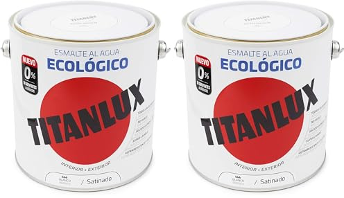 TITANLUX Ecológico Esmalte al agua mulisuperficie Satinado Blanco 250 ml (Paquete de 2)