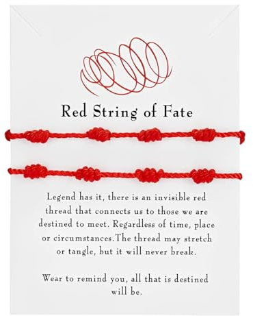 MenYiYDS 2 Pezzi di Bracciale Filo Rosso del Destino, Braccialetti Rossi Regolabili, Unisex, Comodi da Indossare, Alla Moda e Versatili