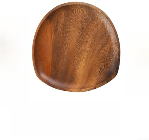 Plateau à goûter fabriqué à la main en noyer et acacia de style japonais - Forme irrégulière - Urushi naturel laqué pour surface - Plusieurs tailles pour sushis (C)