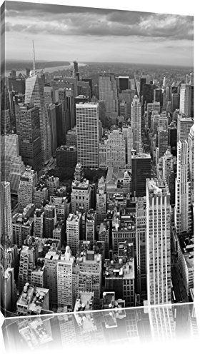Pixxprint New York Skyline Black and White, Größe: 60x40cm, Leinwandbild, fertig gespannt, Wandbild, Dekoration, Kunstdruck, kein Poster