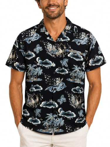 King Kameha Funky Hawaiihemd Herren Kurzarm Fronttasche Hawaii-Print Weihnachten Christmas Designs X-Mas