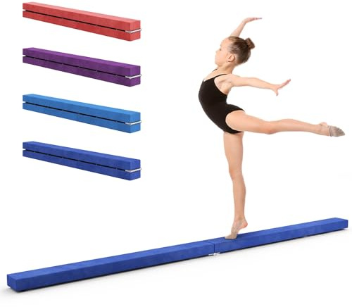 Dripex Folding Gymnastics Balance Beam 210cm Kids Home Gym Exercise | Non-slip Faux Suede, High-Density EVA Foam, Pine Wood Core, 150kg Capacity, Toddlers and Beginners, 210 x 10 x 6.5cm