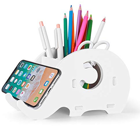 MOKANI Desk Organiser with Cute Elephant Pencil Holder, Multifunctional Office Accessories and Desk Decoration with Cell Phone Stand