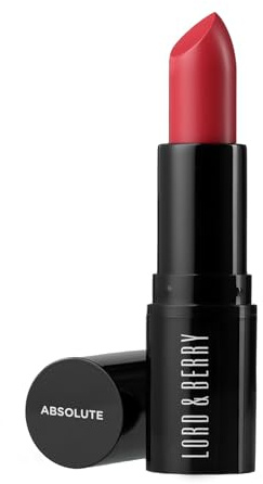 Lord & Berry Absolute Lipstick – High-Pigment Full-Coverage Lip Colour | Nourishing Satin Finish Formula with Avocado Oil & Jojoba Seed | Anti-Ageing, Hydrating & Moisture-Rich Long-Wear Lipstick (4g)