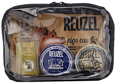 Reuzel Fiber Pomade Travel Essentials - Comes With Shampoo, Pomade, And Cologne Balm - Maintain A Carefully Groomed Appearance While On The Go - Sulfate, Paraben, And Cruelty Free - 3 Oz