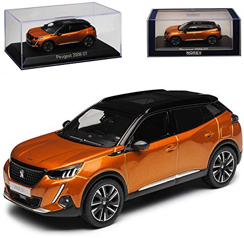 Peugeot 2008 GT SUV Orange mit Dach in Schwarz 2. Generation Ab 2019 1/43 Norev Modell Auto