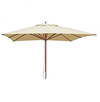 madera Sonnenschirm eckig 4x4m creme Holz Marktschirm Ampelschirm Gartenschirm Luxus