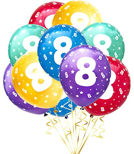 Oblique Unique® 10 Luftballons mit Zahlen Happy Birthday für Kinder Geburtstag Feier Party Deko Geburtstagsdeko Ballons Bunt (Nr. 8)