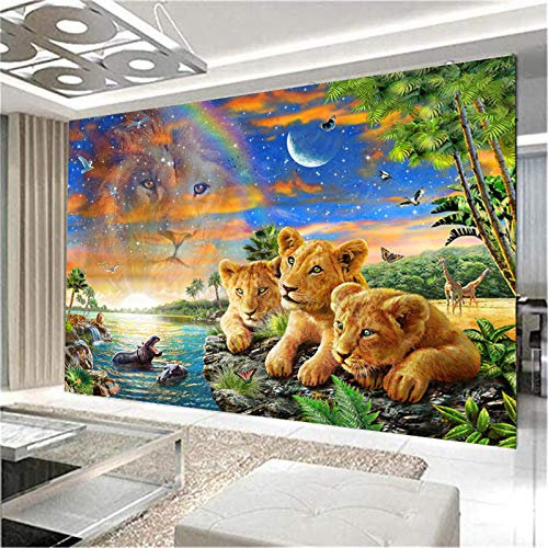 SWECOMZE 5D Diamond Painting Löwenfamilie DIY Diamant Malerei Crystal Full Bohrer Strass Stickerei Handgemachtes Arts Daheim Dekoration (A,60x40cm)