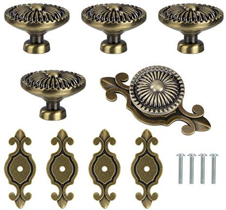 MengH-SHOP Cabinet Knob Round Door Knobs Vintage Ceramic Pull Handle with Screws for Cabinet Wardrobe Drawer Cupboard 5 Pcs Copper
