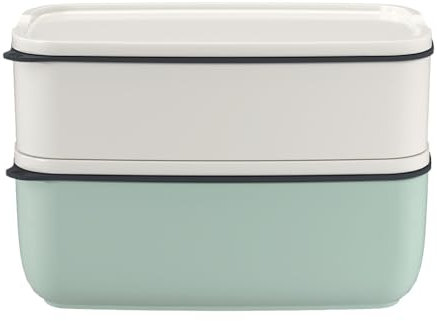 like by Villeroy & Boch group ToGo & ToStay - Lunchbox-Set, 2-teilig, Premium Porzellan, eckig, Hellgrün/Weiß/Mintgrün, 10-4869-9419