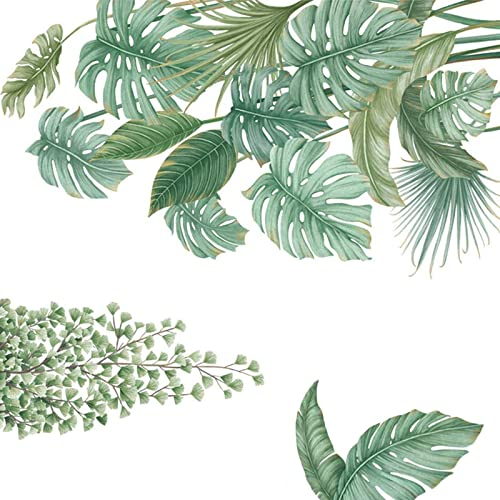 Hoshisea DIY Groß Wandtattoo Wandaufkleber，Wandaufkleber Pflanzen Grün ，Grüne Pflanze Wandaufkleber Blätter，Wandaufkleber Blätter Wanddeko，für Wohnzimmer Schlafzimmer Flur Kühlschrank