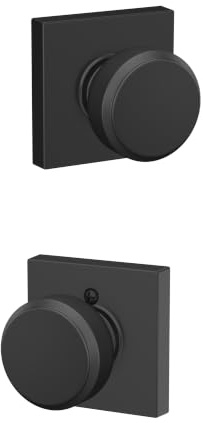 Schlage F10 BWE 622 COL Bowery Knob with Collins Trim Hall & Closet Passage Door Lock, Matte Black