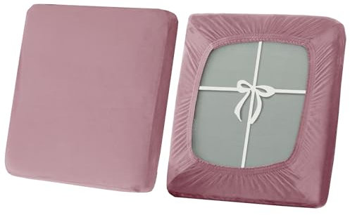 SYLC Sofa Sitzkissenbezug, Stretch Sitzkissenbezug rutschfest Mit Krawatten, Samt Überzüge Für Wohnwagen Polster Sitzbezüge Für Sofa(Rose,Großer 2-Sitzer)