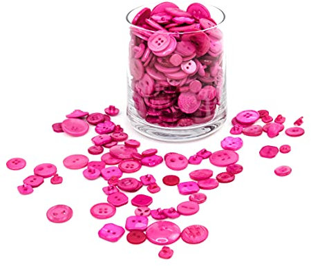 Trimz Knöpfe in verschiedenen Formen und Größen, 250 g, Fuchsia