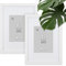 Blumtal – 2er Set Bilderrahmen 21x30 cm, hochwertiger Fotorahmen Berlin aus Holz mit Passepartout, zum Aufhängen und Aufstellen, weiß