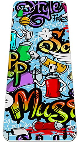 Eslifey Graffiti Spray Street Art Muster Yogamatte Dicke rutschfeste Yogamatten für Frauen und Mädchen Übungsmatte Weiche Pilatesmatten (182,9 x 81,3 cm, 1/3 Zoll dick)