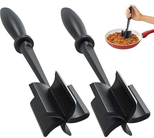 2 Stück Fleischzerkleinerer, gemahlener Rindfleischzerkleinererer, Nylon Hamburgerzerkleinerer und antihaftbeschichteter Fleischstampfer, Mix- und Chop-Küchenwerkzeug