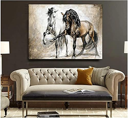 Poster Bild 70x80cm Kein Rahmen Retro Pferd Abstrakte Tierkunst Ölbilder Hängende Bild Kunst Malerei Wohnzimmer Wohnkultur