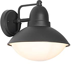 Qazqa Modern außen Wandleuchte, Außenlampe, Wandlampe für den Garten - Marcel - Schwarz, max. 40W, Geeignet für LED, 25cm, IP44, Rund