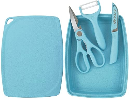 Planche à Découper, Planche à Découper Portable avec Plateau et Éplucheur, Couteau Multifonctio évier de Lavage Planche à Découper pour l'extérieur, le Camping, le Pique-nique (blue)