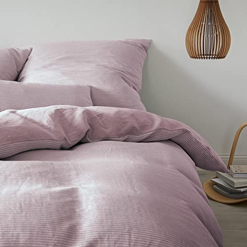 elegante Halbleinen Bettwäsche Whisper Puder 1 Bettbezug 135 x 200 cm + 1 Kissenbezug 40 x 80 cm