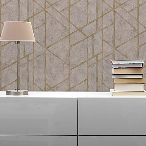 TADESSI Tapete Grafik Roberto M1-No.288 Vliestapete Gold Beige Geometrische Tapete für Wohnzimmer Schlafzimmer Küche