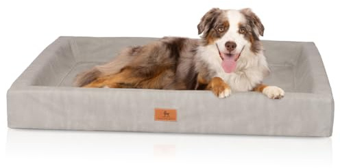 Knuffelwuff orthopädisches Hundebett Austin aus Kunstleder M-L 85 x 65cm Grau