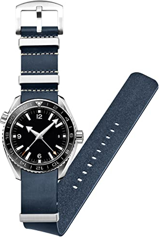 Kai Tian Einteilig Kalbs Strap Uhrenarmband Leder 22mm Soft Armband Uhr Edelstahl Loop Schnalle Für Herren Frauen Blau