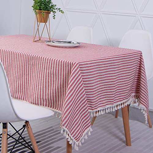 Novetec Tischdecke Rechteckige Baumwolle Leinen Tischtuch Abwischbar Ölbeständig Fleckschutz Tischdecken Pflegeleicht für Drinnen Draussen Garten Esszimmer Party und Festen 140x300