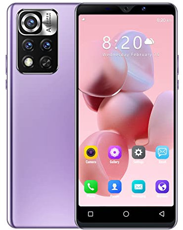 QrZrQ Cellulari e Smartphone, Android OS, 5.0, 16GB ROM/128GB Espandibili, Dual SIM Doppia Fotocamera telefoni cellulari di base. (Note12T-Purple)