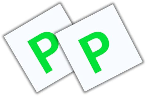 BARGAIN FACTORY Pack of 2 P Plates Strong Magnetic Back for Vehicles for Car Learning Driver, No Melting No Blow off Easy to Move without Scratching Painting off (P-Plates)
