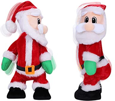 XINCHIA Canta e balla Babbo Natale Figura di Babbo Natale attorcigliata Hip Twerking Canto Novità Decorazione musicale elettrica Natale Babbo Natale Ornamento di Natale Figura in piedi per decorazione