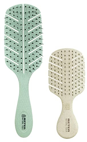 Beter - Pack Cepillos de Pelo Natural Fiber - Cepillo Antitirones + Mini Cepillo, ideal para viaje - Sostenibles y recicables, 2 items