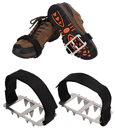 KENANLAN Schuhspikes, Spikes Schuhe, 10 Zähne Gebündelt Steigeisen Edelstahl Spikes Anti Rutsch Schuhkrallen Steigeisen Eisstollen Schnee EIS Spikes EIS Schnee, Winter Klettern