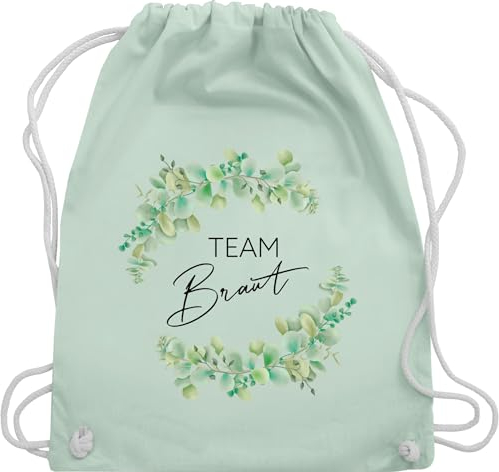 Turnbeutel Rucksack - JGA Junggesellenabschied Frauen - Team Braut - Eukalyptus - Unisize - Pastell Grün - bride brauttaschen bachelorette party beutel junggesellinnenabschied outfit