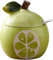 KNBG Zuccheriera in ceramica a forma di frutta, saliera e pepe, con coperchio e cucchiaio, contenitore per condimenti (verde pomelo)