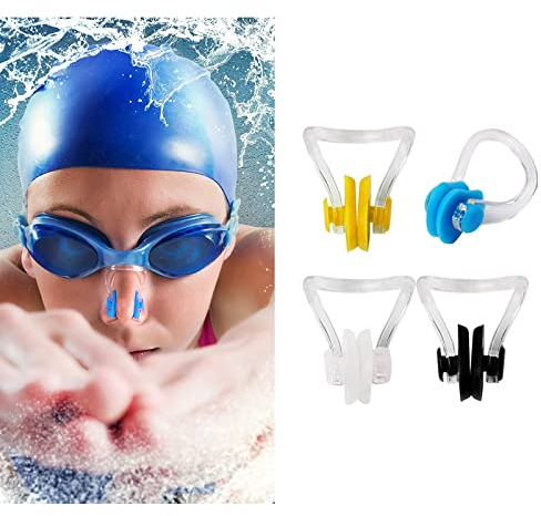 Kids Nose Clips for Swimming, 4 Pcs Silicone Swimming Nose Pegs for Kids Adults, Waterproof Nose Plugs for Swimming Swim Nose Training Protector for Beginners