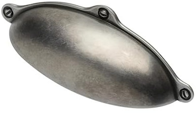 Gedotec Möbelgriffe aus Metall | 1 Stück Muschelgriff - Silber antik inkl. Befestigungsmaterial | ALEXANDRIA | 99,5 x 30 mm BA: 64 mm | Türgriffe für Schränke Griffe für Küchenschränke Griffe Möbel